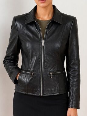 Genuine Leather Vintage Jacket - Black
